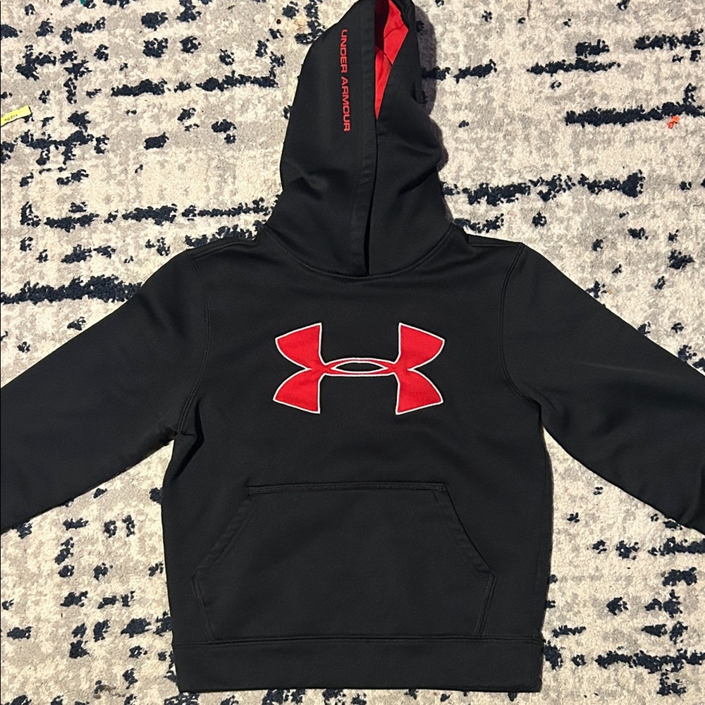 Under Armour Kids Hoodie in Black with Red Logo